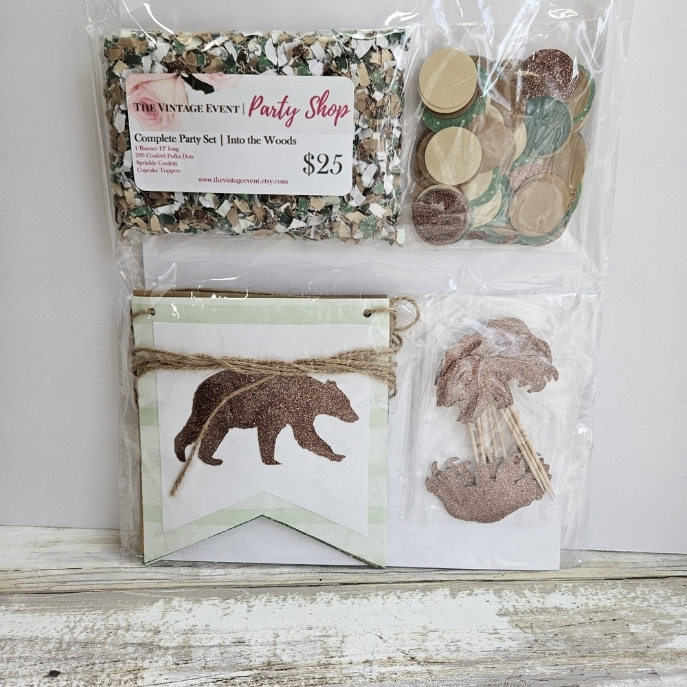 Baby Bear Party Decorations Set with Confetti and Banners